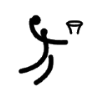 Line drawing icon of player dunking basketball